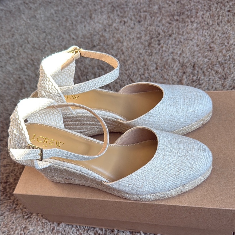 J. Crew Women's Cream Wedge Espadrilles